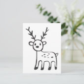 Young Deer in Black en White Sketch Briefkaart (Staand voorkant)