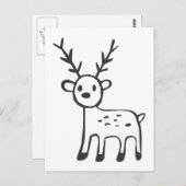 Young Deer in Black en White Sketch Briefkaart (Voorkant / Achterkant)