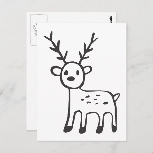 Young Deer in Black en White Sketch Briefkaart (Voorkant / Achterkant)