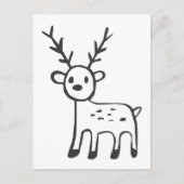 Young Deer in Black en White Sketch Briefkaart (Voorkant)