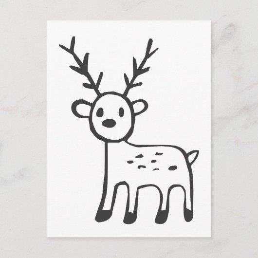 Young Deer in Black en White Sketch Briefkaart (Voorkant)