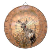 Young Deer in Wildbloemen met Grungy Texture Art Dartbord (Voorkant)