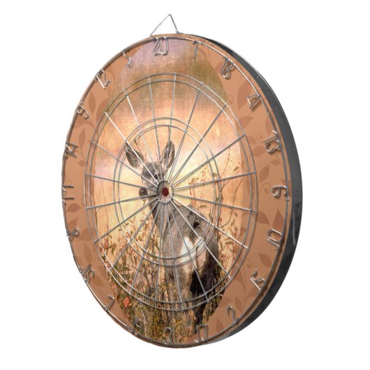 Young Deer in Wildbloemen met Grungy Texture Art Dartbord (Voorkant Rechts)