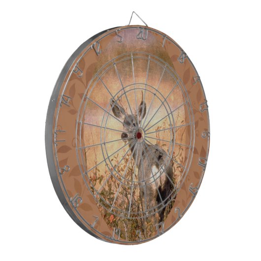 Young Deer in Wildbloemen met Grungy Texture Art Dartbord (Voorkant Links)