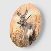 Young Deer in Wildbloemen met Grungy Texture Art Grote Klok (Hoek)