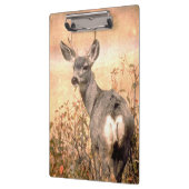Young Deer in Wildbloemen met Grungy Texture Art Klembord (Links)