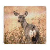 Young Deer in Wildbloemen met Grungy Texture Art Snijplank (Voorkant)