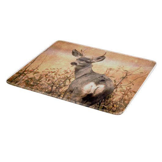 Young Deer in Wildbloemen met Grungy Texture Art Snijplank (Hoek)