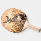 Young Deer in Wildbloemen met Grungy Texture Art Tafeltennisbatje (Zijkant)
