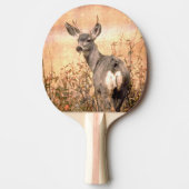Young Deer in Wildbloemen met Grungy Texture Art Tafeltennisbatje (Voorkant)
