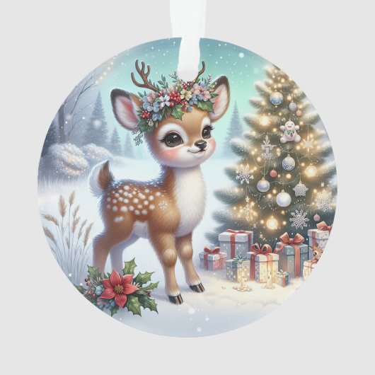 Young Deer with Floral Crown & Tree Ornament (achterkant)