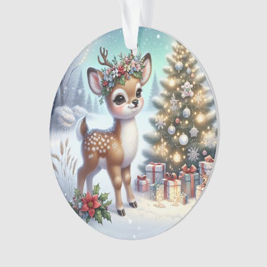 Young Deer with Floral Crown & Tree Ornament (voorkant)