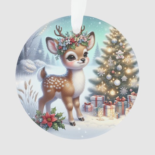 Young Deer with Floral Crown & Tree Ornament (voorkant)