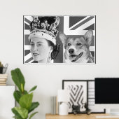 Young Elizabeth II en haar Corgi Poster (Thuiskantoor)