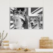 Young Elizabeth II en haar Corgi Poster (Keuken)