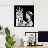 Young Elizabeth II kruit haar paard Poster (Thuiskantoor)
