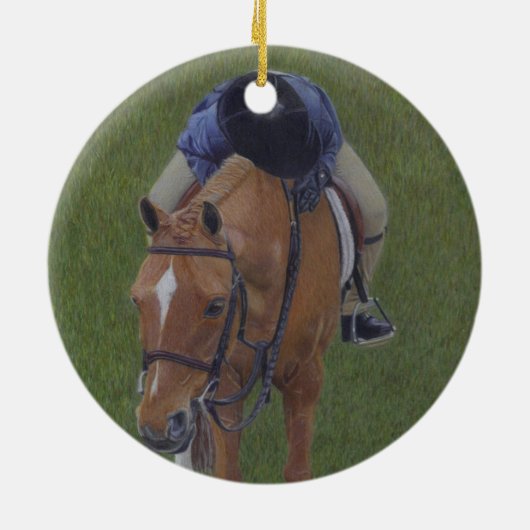 Young Equestrian Rider en Pony Keramisch Ornament (Achterkant)