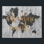 Young Explorer VI Puzzel<br><div class="desc">Een schattig ontwerp met een gol den text frase en een zwarte kaart van de wereld over een grijze plank achtergrond. Artiest: Studio W</div>