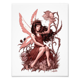 Young Fairy met Flowers van Al Rio Foto Afdruk