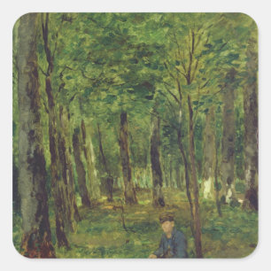Young Farmer in het bos, 1878 Vierkante Sticker