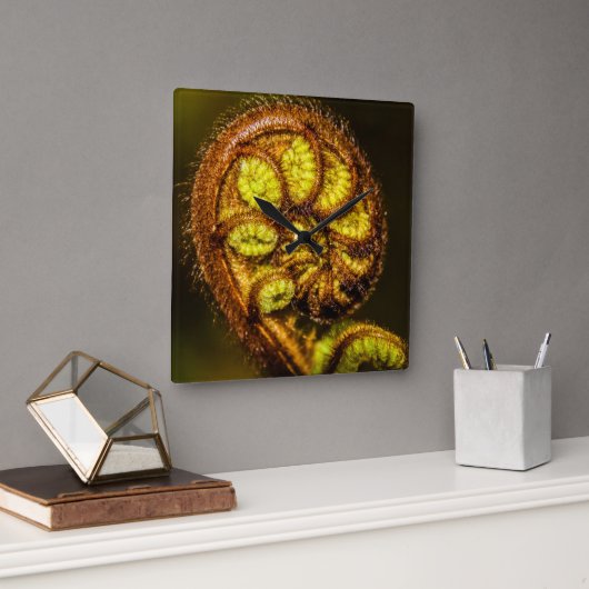 Young Fern Leaves Vierkante Klok (Kantoor)