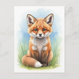 Young Fox Baby Wild Animals Briefkaart