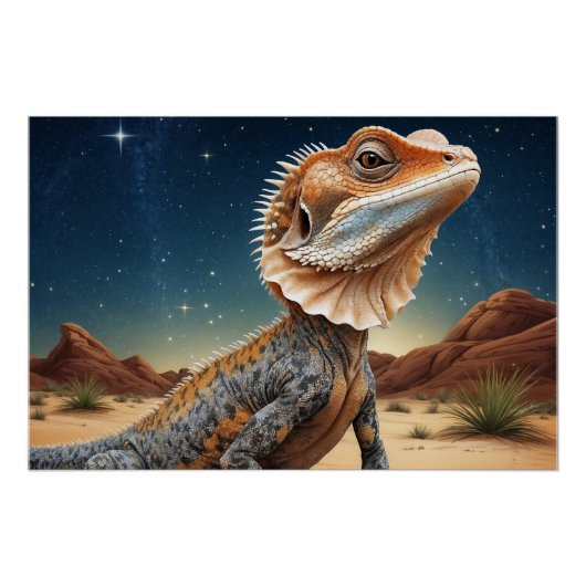 Young Frill-necked Lizard Wildlife Scene Perfect Poster (Voorkant)