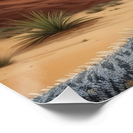 Young Frill-necked Lizard Wildlife Scene Perfect Poster (Hoek)