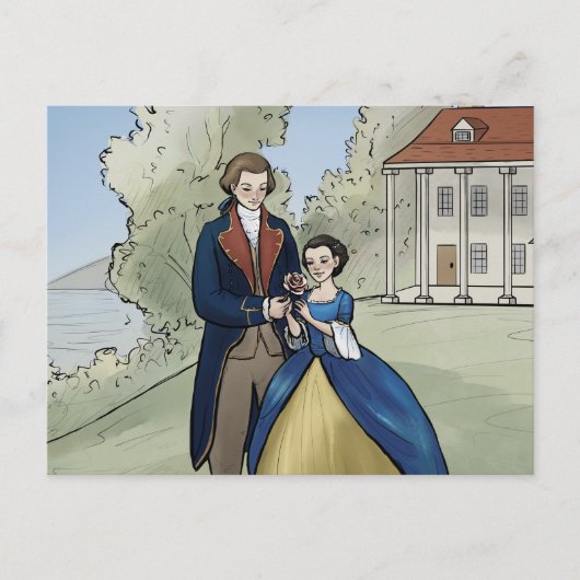 Young George en Martha Washington op Mount Vernon Briefkaart (Voorkant)