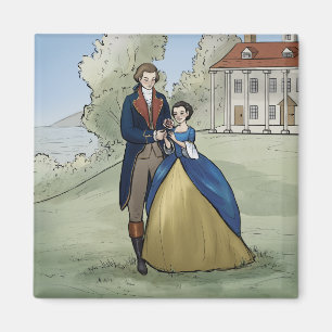 Young George en Martha Washington op Mount Vernon Magneet