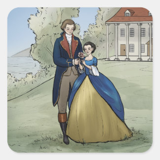 Young George en Martha Washington op Mount Vernon Vierkante Sticker