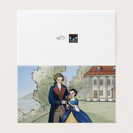 Young George Washington en Martha Washington Kaart (Buitenkant ongevouwen)