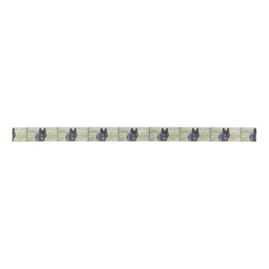 Young German Shepherd Satijnen Lint (Voorkant)