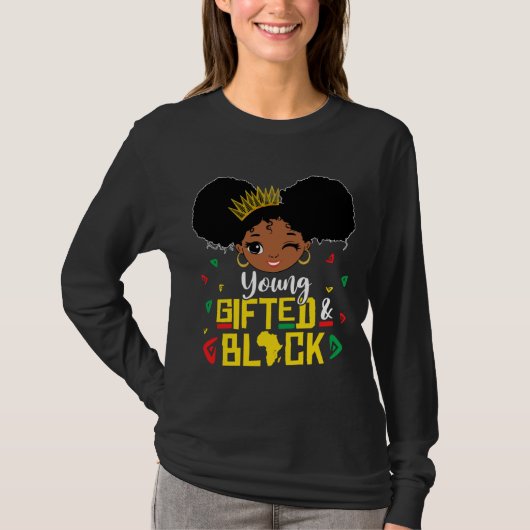 Young Gifted and Black Little Black Queen Melanin T-shirt (Voorkant)