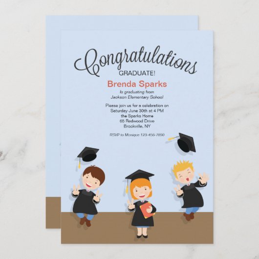 Young Girl Afstuderen Afstuderen Uitnodiging (Voorkant / Achterkant)