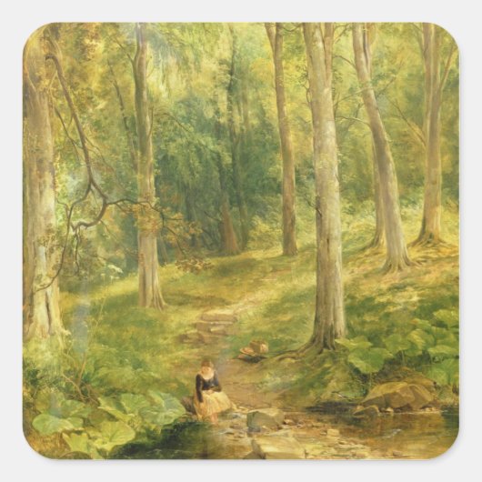 Young Girl Bathing her Feet Vierkante Sticker (Voorkant)