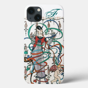 YOUNG GIRL, COLORFUL RIBBON SWIRLS, CUPID Monogram Case-Mate iPhone Case