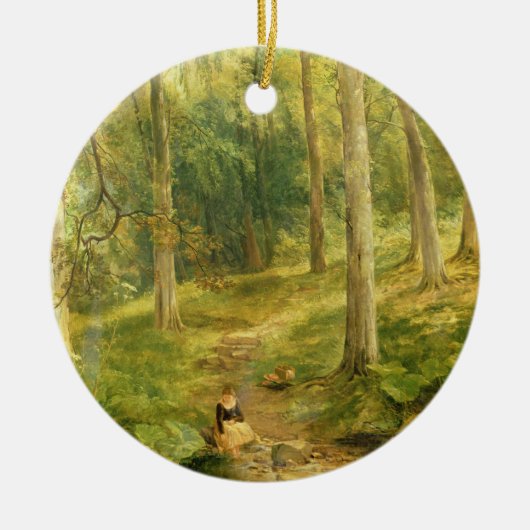 Young Girl die haar feet verzwelgt Keramisch Ornament (Voorkant)