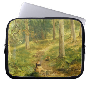 Young Girl die haar feet verzwelgt Laptop Sleeve