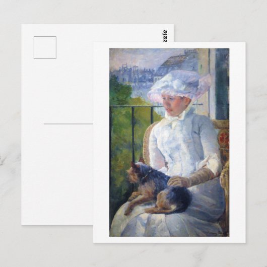 Young Girl en Hare Dog, Mary Cassatt Briefkaart (Voorkant / Achterkant)