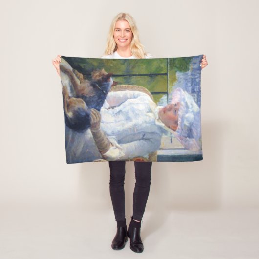 Young Girl en Hare Dog, Mary Cassatt Fleece Deken (In situ)