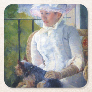 Young Girl en Hare Dog, Mary Cassatt Kartonnen Onderzetters