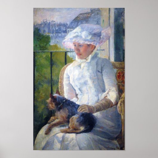 Young Girl en Hare Dog, Mary Cassatt Poster (Voorkant)