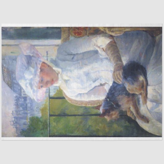 Young Girl en Hare Dog, Mary Cassatt Tissuepapier (Voorkant)