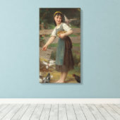 Young Girl Feeding the Doves (van Émile Munier) Canvas Afdruk (Insitu (Houten vloer))