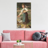 Young Girl Feeding the Doves (van Émile Munier) Canvas Afdruk (Insitu (Woonkamer))