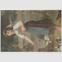 Young Girl Feeding the Doves (van Émile Munier)
