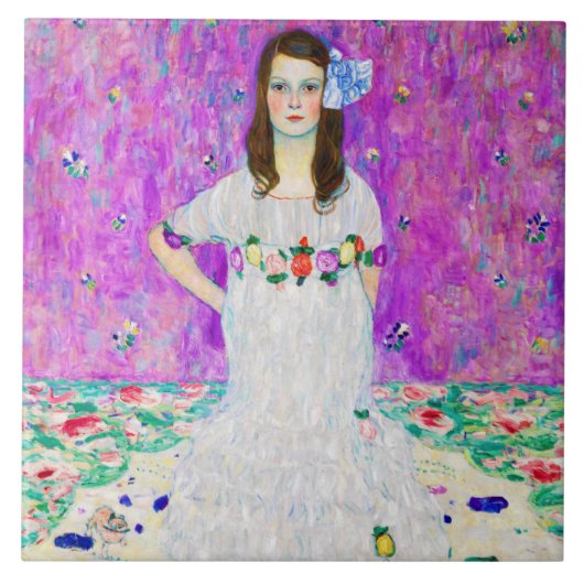 Young Girl, Gustav Klimt Tegeltje (Voorkant)