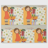 Young Girl Happy Birthday Cadeaupapier (Vlak)