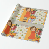 Young Girl Happy Birthday Cadeaupapier (Uitgerold)